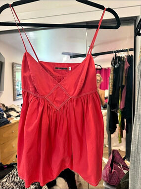 Jil Sander Cotton spaghetti strap top in Red Size 34 Like New ❤️